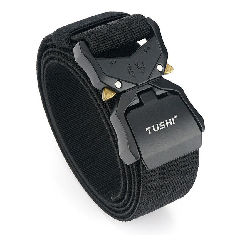 TUSHI 3.8cm Men Tactical Belt Military Nylon Waistband with Aluminum Alloy Quick Release Buckle - Black TUSHI 3.8cm Men Tactical Belt Military Nylon Waistband with Aluminum Alloy Quick Release Buckle - Black